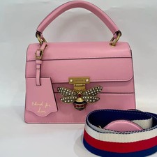 Gucci Queen Margaret Pink Leather Satchel Bee Hardware Auth