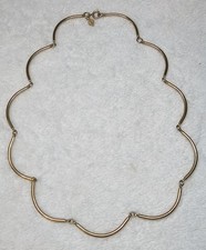 Vintage Sarah Coventry Gold Tone Curved Bar Necklace Modernist Wave  16” 1960s