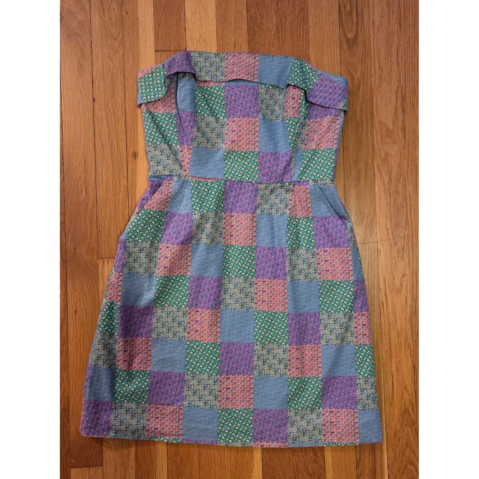 Vineyard Vines Pastel Cotton Patchwork Strapless … - image 5