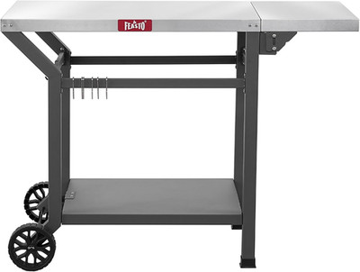 Movable Grill Table with Folding Side Table, Pizza Oven Table as BBQ Food Prep C