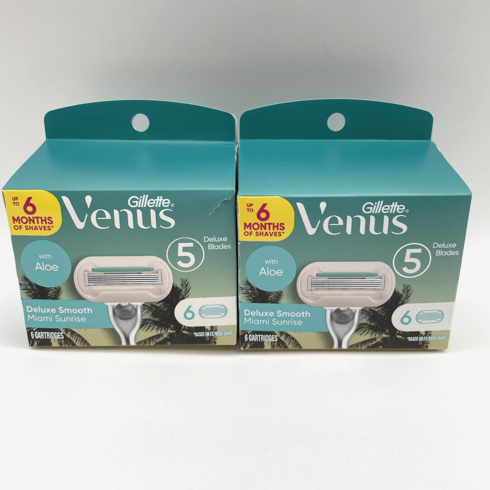 Gillette Venus Deluxe Smooth Miami Sunrise 5 Blade Cartridge Refills 6 Pack 2 PK