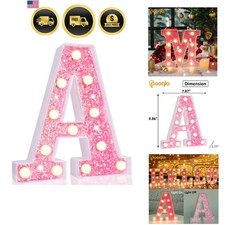 LED Marquee Letter Lights, Light Up Pink Letters Glitter Alphabet Letter Sign...