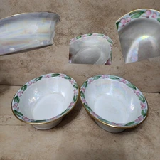 GORGEOUS 2-Small OPALESCENT~LIMOGES France, GOA Limoge ,Oval Serving Bowls