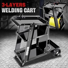 Heavy-Duty 3-Layer 100lbs. Larger Storage Welding Cart w/ 360° Swivel Wheels