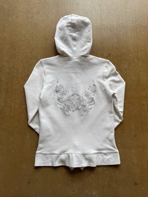 VTG Y2K Harley Davidson Rhinestones Biker Flames Zip Up Hoodie