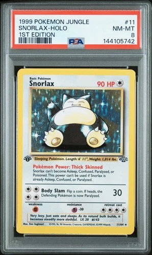 1999 POKEMON JUNGLE 1ST EDITION #11 SNORLAX-HOLO PSA 8