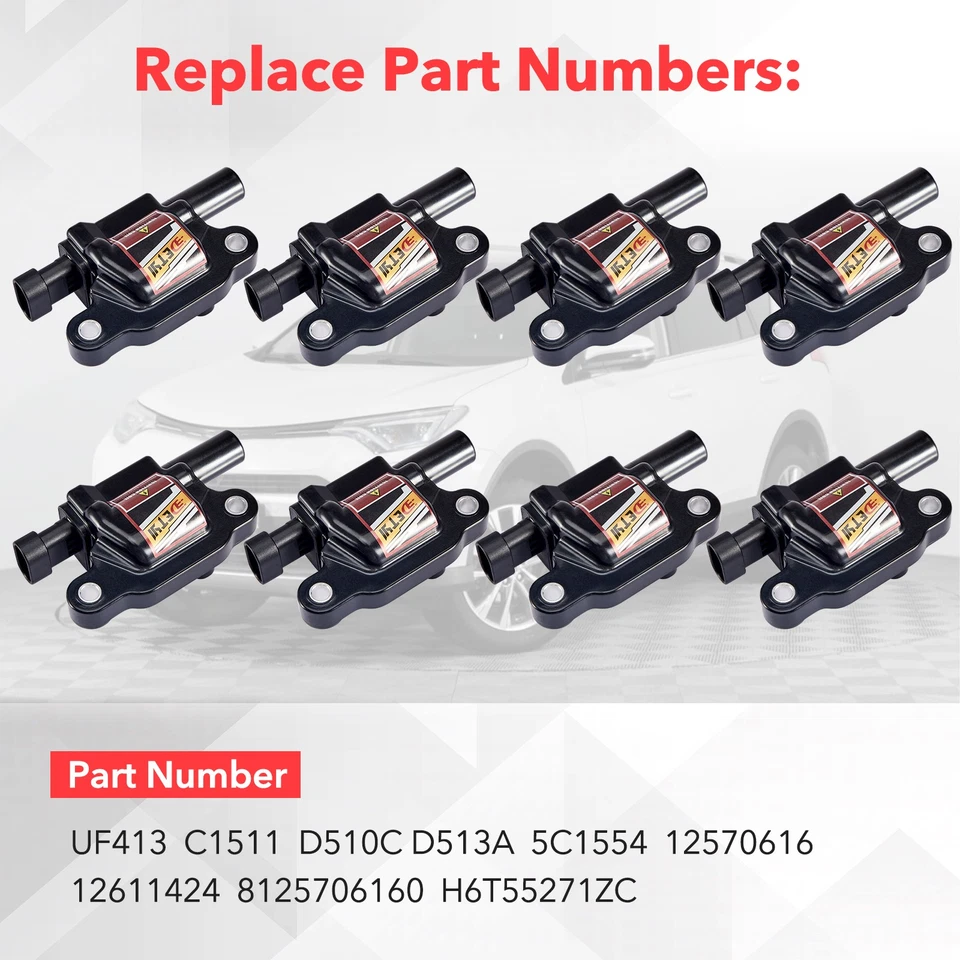 8 piezas bobinas de encendido UF413 + kit de cables para Chevy GMC Saab 9-7x 5,3 L 6,2 L 12570616 Foto 3 de 4