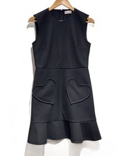RED VALENTINO Heart Pocket Sleeveless Dress 40 Polyester BLK SR3VAH151YI