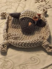 New Handmade Crocheted Lamb sheep lovey baby security blanket/toy size 8" by 9"