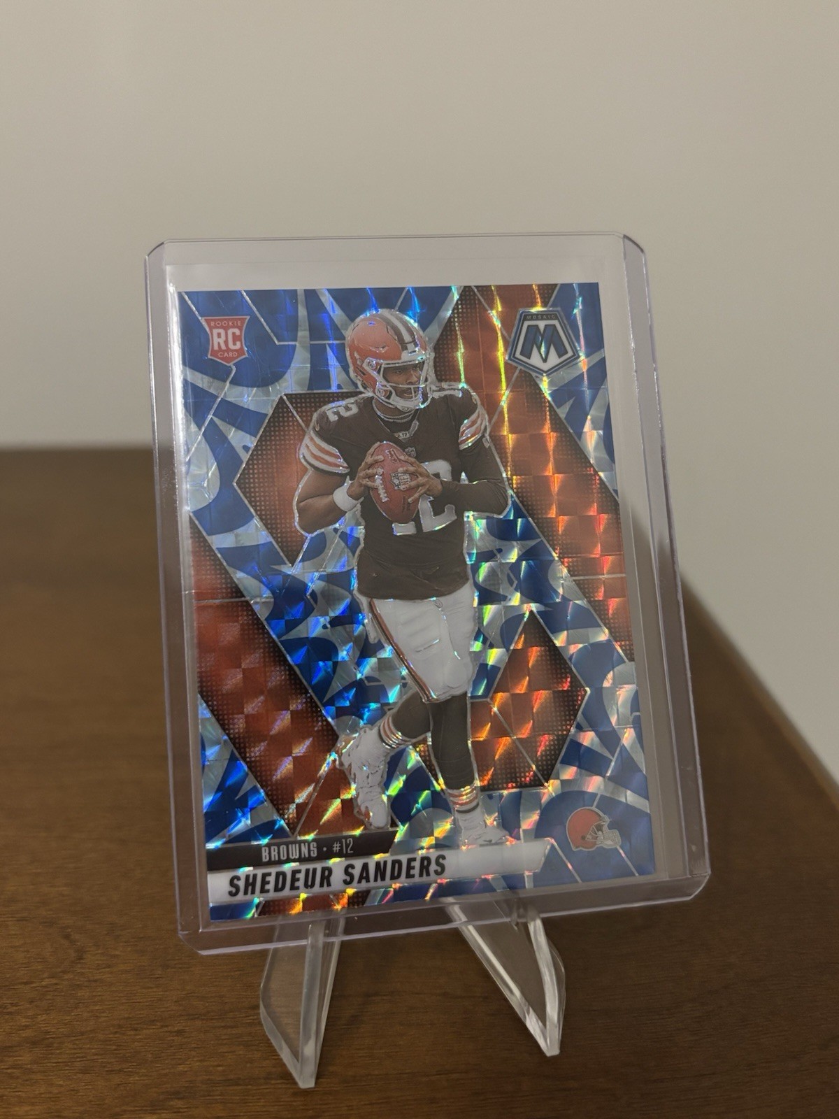 2025 Panini Mosaic Mosaic Shedeur Sanders Blue Reactive Rookie Card 302