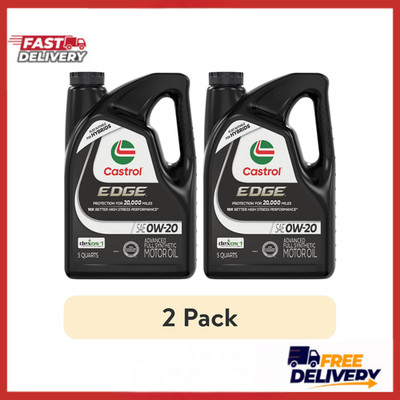 (2 pack) Castrol EDGE 0W-20 Advanced Full Synthetic Motor Oil, 5 Quarts
