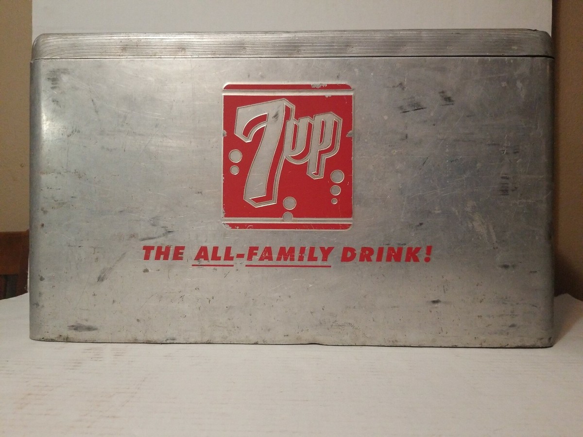 VINTAGE CRONSTROMS SILVER METAL 7UP SODA POP ADVERTISING COOLER | eBay