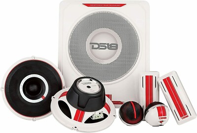 DS18 SQ2 Complete Sound Quality 3-Way Component Set with Slim Amplified Sub