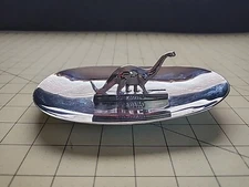 VINTAGE GO DINO SILVER CHROME SINCLAIR TRINKET COIN DISH