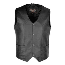 Vance Leather VL901S Motorcycle Vest Basic Leather Plain-Side MC Vest