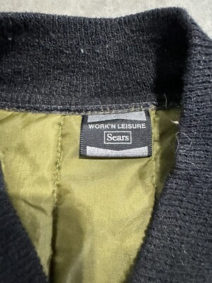 Vintage 70s Sears Work Leisure Army Green Full Zip Insulated