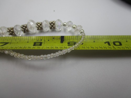 Collar de cuentas de vidrio facetado transparente tono plata con cuentas espaciadoras transparentes, 20" - Imagen 9 de 10