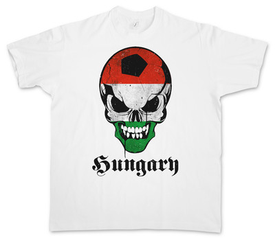 CLASSIC HUNGARY FOOTBALL SOCCER SKULL FLAG T-SHIRT - Fußball Fan Hooligan Banner