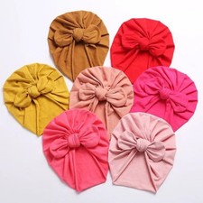 Elastic Nylon Bows Bonnet - Newborn Toddler Hats Soft Bonnets Girls Cap Beanie