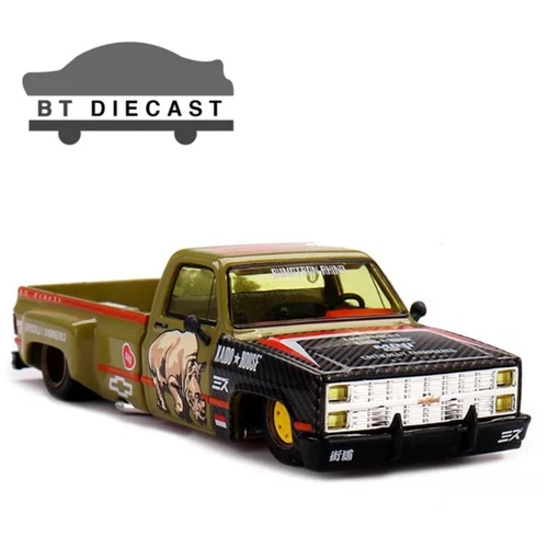 MINI GT KAIDO HOUSE CHEVROLET SILVERADO SUMATRAN RHINO 1/64  MATTE GREEN KHMG153