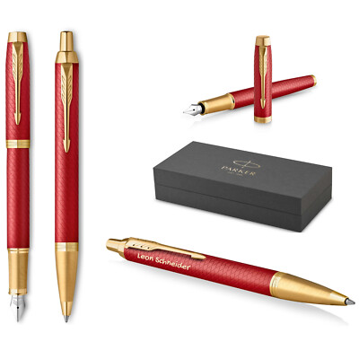 Parker IM PREMIUM Schreibset Füllfederhalter+Kugelschreiber Red G.C. Gravur