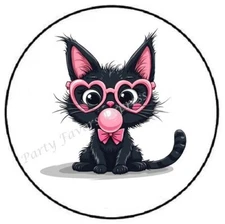 ADORABLE CAT WITH GLASSES GUM ENVELOPE SEALS LABELS STICKERS PARTY FAVORS