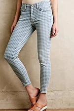 $228 NWT CURRENT ELLIOTT Sz25 HI-WAIST STILETTO STRETCH-JEANS DISCHARGE GINGHAM
