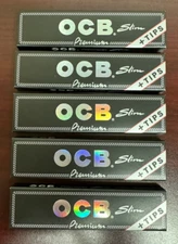 OCB PREMIUM SLIM Rolling Papers + Tips -5 PACKS