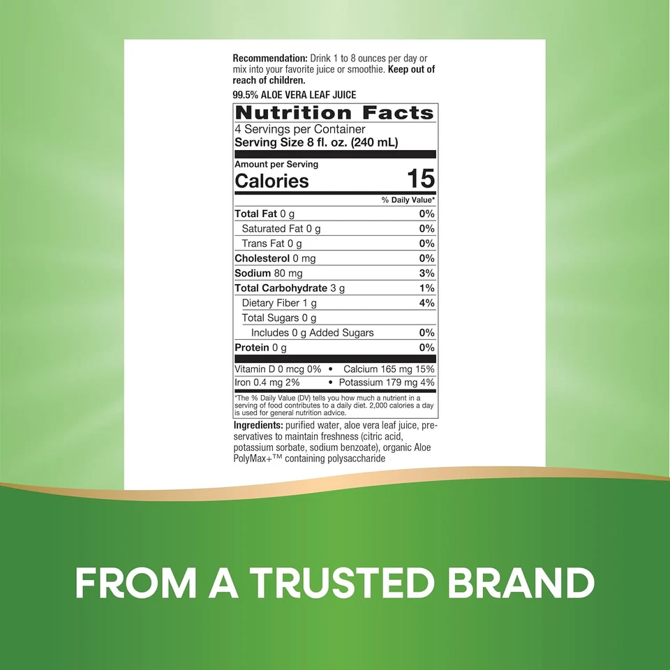 Aloe Vera Leaf Juice with Aloe Polymax+, 99.5% Purified Aloe Vera Leaf Juice fro - Изображение 4 из 4