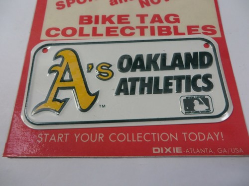 Vtg 1970's Dixie MLB Team OAKLAND ATHLETICS A's Bike Tag License Plate Bicycle - Picture 4 of 7