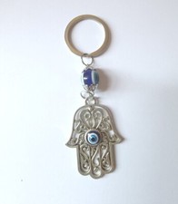 Hand of Fatima Evil Eye Silvertone Hamsa Keychain