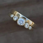 14K Yellow Gold Plated 1CT Round Cut Moissanite Unique Designer Bridal Set Ring
