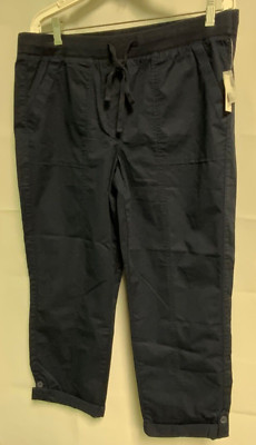 Women's Talbots Pants Navy Roll Cuff Size 12 Comfort Waist