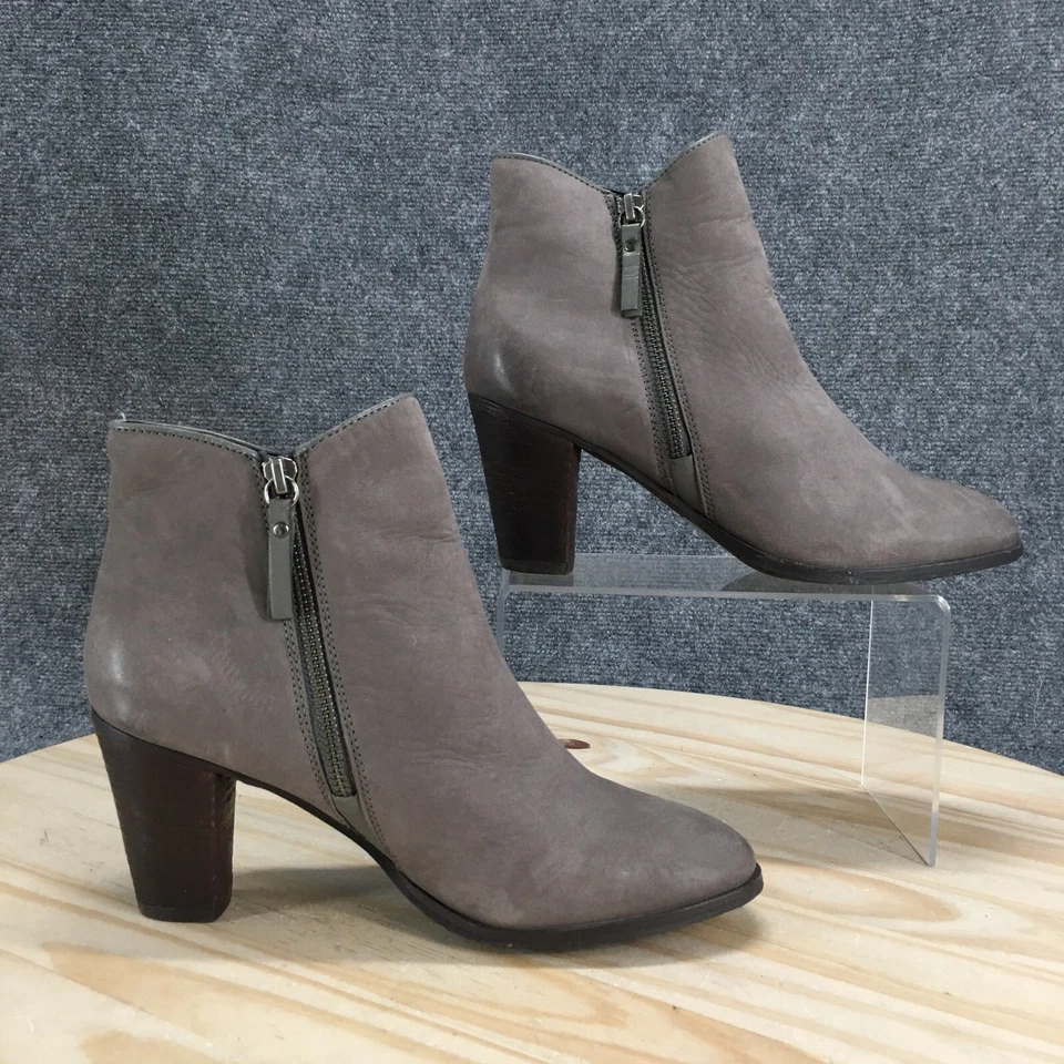 Mia Botas Mujer 8 M Maddock Botines Taupe Gris Cuero Tacones Bloque Informales Foto 2 de 4