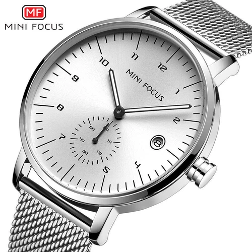 MINI FOCUS Herrenuhr mit Hilfszifferblatt Mode Meshband Business Männer Quarzuhr - Bild 10 von 10