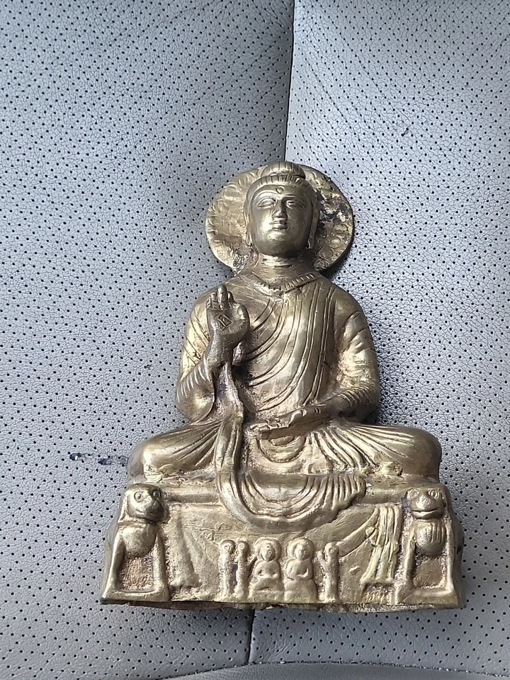 Antique Chinese Tibetan Buddhism gilt bronze Maitreya Buddha Figure,Statue - Image 2 of 4