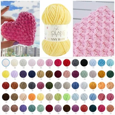 Wolans Bunny Baby, Chunky Chenille knitting yarn, Crochet, amigurumi 100g Ball
