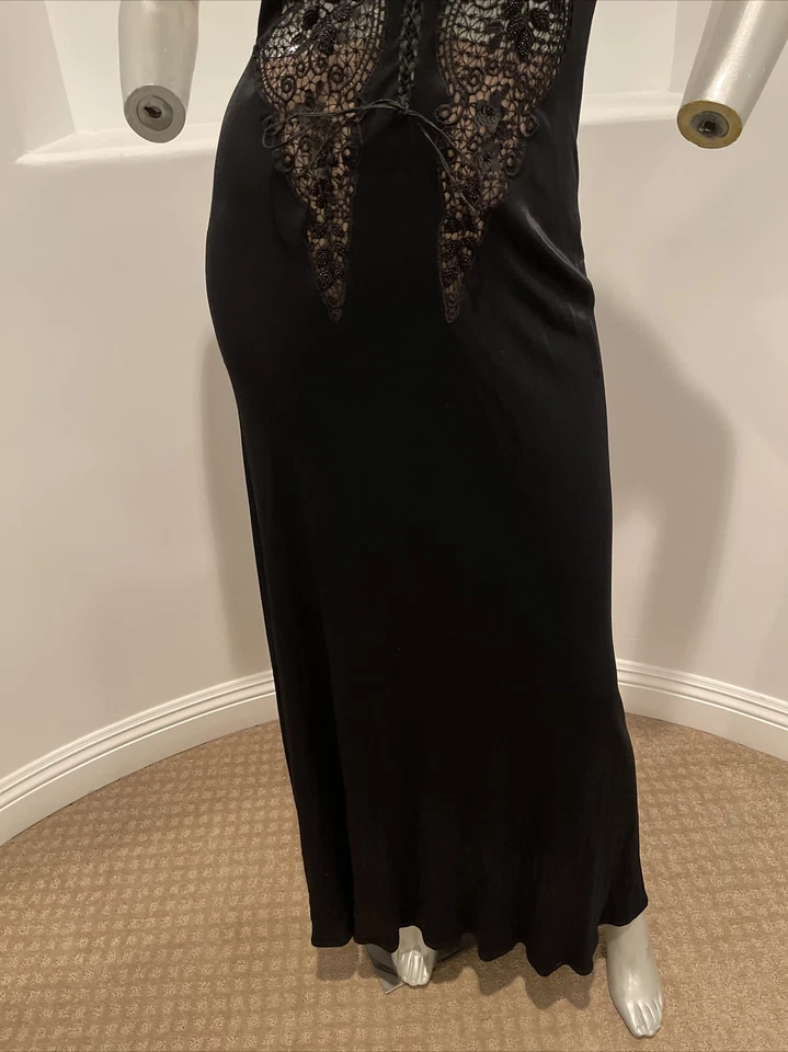 Vestido maxi slip RITMO di PERLA vintage preto tamanho IT 46 - Imagem 3 de 4