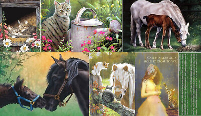 ''BAUMFREI'' - GRUSSKARTEN. SCHÖNE PFERD/KATZEN ILLUSTRATIONEN. LEER INNEN.