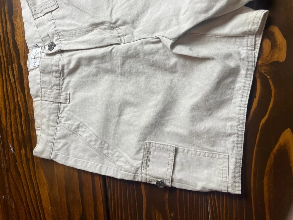 Calvin Klein 牛仔工装短裤女式 8 码平前高腰口袋翻盖 — 第 3/4 张图片