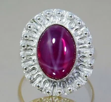 31.60 Ct 6 Rays Natural Red Star Ruby 925 Sterling Silver Ring For Men & Women