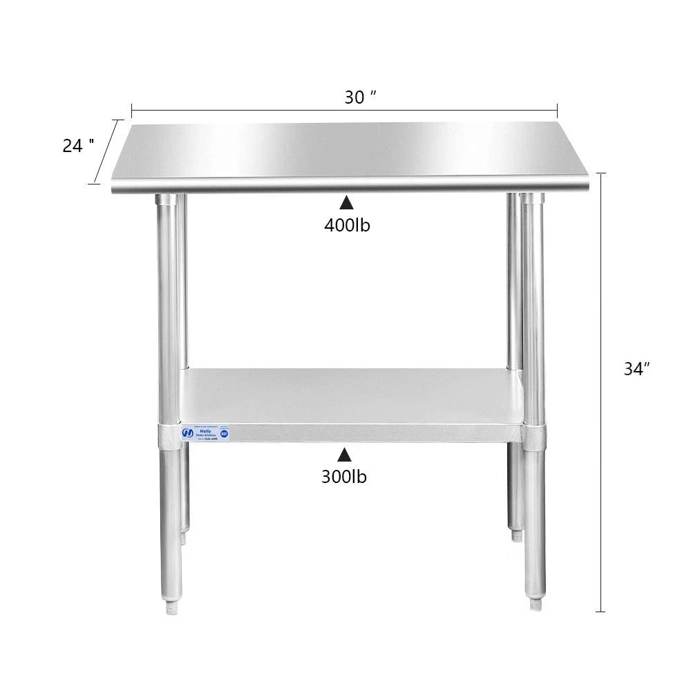 Stainless Steel Table for Prep Work 24 x 30 Inches NSF Commercial
