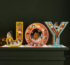 Anthropologie JOY Monogram Wonderland Light-Up Scene Christmas Letter SET 3 NEW
