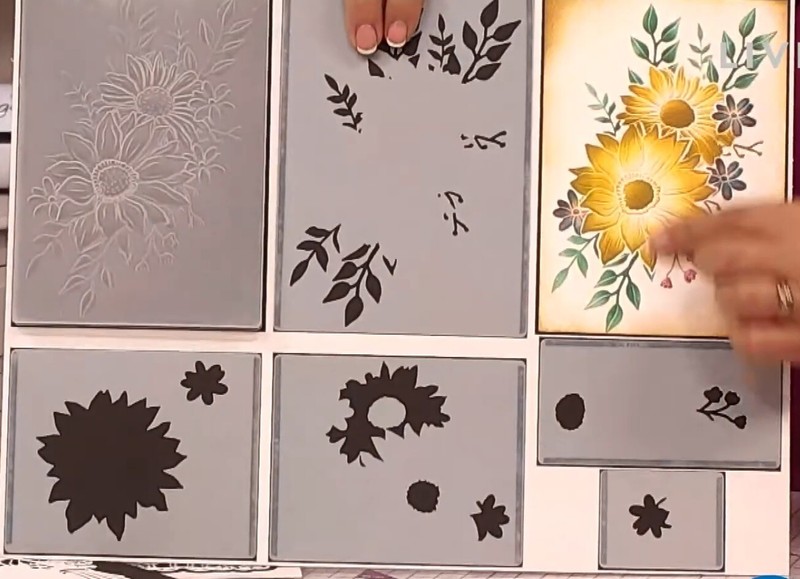 Crafter's Companion Embossing Folder,5 Stencils,Spray of Flowers,814656