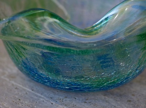 Antike KNISTERGLASSCHALE Jugendstil Wirbel mundgeblasen - Bild 3 von 7