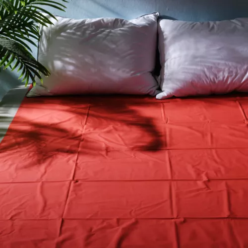 210x210 Cm Sex Laken PVC Latex Lack Bettlaken Lacklaken in Schwarz Rot Für Paare