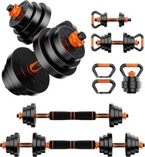 Adjustable Weight To 90lbs Dumbbell Barbell Set, 4 in1 Home Gym Fitness Workout
