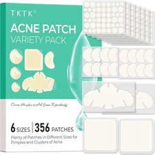 TKTK Pimple Patches for Face, 6 Sizes Hydrocolloid Acne 1 Count Pack of 356 