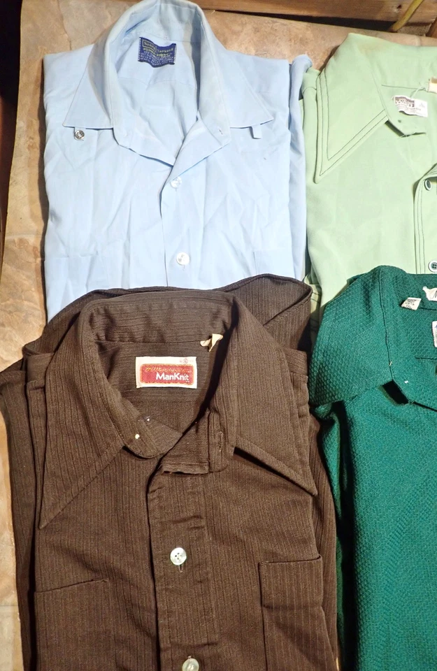 Lote De 10 Camisas Disco De Colección Cuello Punta Daga Años 60 70 Rockabilly Para Hombres L Foto 3 de 4