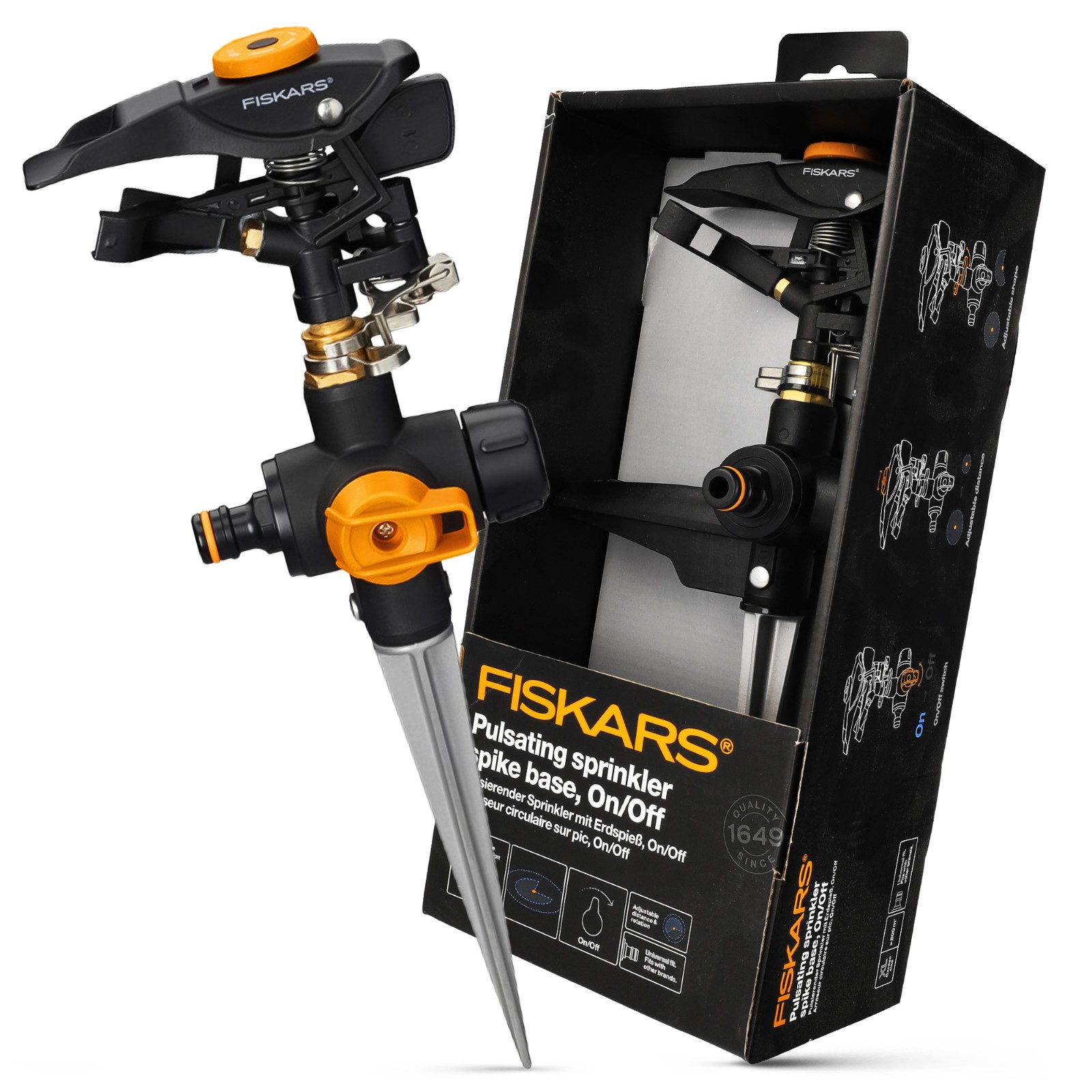 Arroseur circulaire Fiskars 360° pour stopper le gaspillage d'eau au jardin